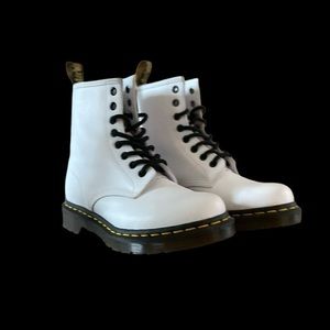 White Doc Martens 1460 Smooth Leather Lace Up Boots, Size 6